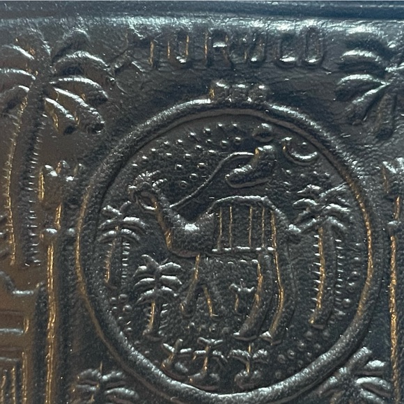 Small black leather Moroccan wallet. Measures apx 4 x 4 inches unopened. New. - Picture 3 of 9